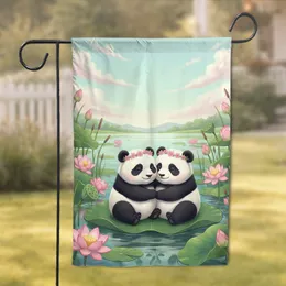 Baby Pandas Lily Pad Lotus Pond - Wildlife Lover Home Decor Gift Garden Flag