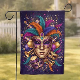 Venetian Mardi Gras Mask Carnival Motifs - Celebration Home Decor Gift Garden Flag
