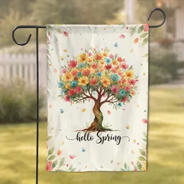 Blossoming Tree Hello Spring Floral Garden - Spring Home Decor Gift Garden Flag