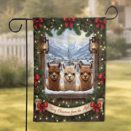 Alpacas Christmas Alpine Village - Christmas Gift for Alpaca Lover Garden Flag