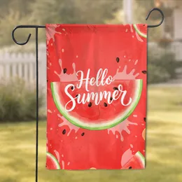 Watermelon Slice Black Seeds Green Rind Hello Summer - Summer Home Decor Gift Garden Flag