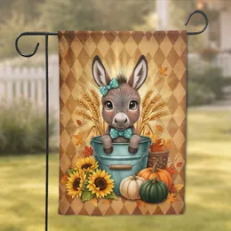 Baby Donkey Pumpkin Sunflower Harvest - Farmhouse Home Decor for Animal Lover Garden Flag