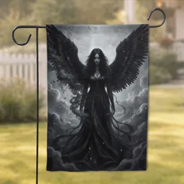Ethereal Dark Angel Black Wings - Fantasy Lover Home Decor Gift Garden Flag