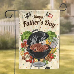 Happy Father's Day Barbecue Grill Seared Steaks - Father's Day Gift for Dad Garden Flag