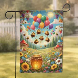 Bumblebee Balloons Honey Jar Wildflower Meadow - Home Decor Gift for Bee Lovers Garden Flag