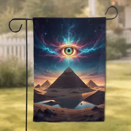 Giza Pyramids All-Seeing Eye Nebulae Cosmic Sky - Home Decor Gift Garden Flag