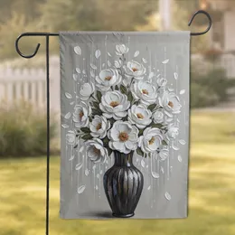 Oversized White Blossom Bouquet Vase - Home Decor Gift for Flower Lovers Garden Flag