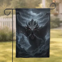 Roaring Dark Dragon Gothic Castle - Home Decor Gift for Fantasy Lover Garden Flag