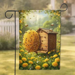 Rustic Beehive Honeycomb Honeybees Natural Landscape - Wildlife Lover Home Decor Gift Garden Flag