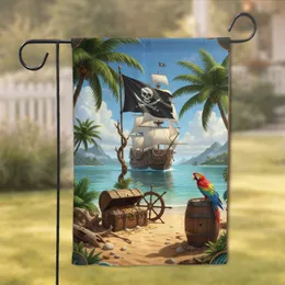 Skull Swords Pirate Flag Ship Treasure Island - Home Decor Gift for Adventure Seekers Garden Flag