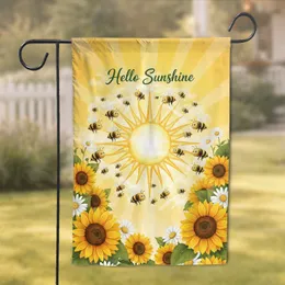 Hello Sunshine Sun Bees Sunflowers - Sunny Home Decor Gift for Garden Lover Garden Flag