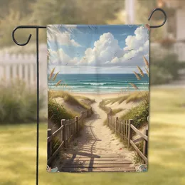 Beach Path Ocean View Dunes Fences - Coastal Home Decor Gift for Beach Lover Garden Flag