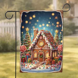 Gingerbread House Candy Christmas Tree Gingerbread Man - Christmas Gift Garden Flag