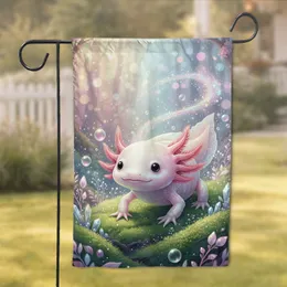 Glitter Axolotl Crystal Moss Glade - Home Decor Gift for Axolotl Lover Garden Flag