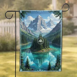 Alpine Lake Mountain Peaks Evergreen Forest - Home Decor Gift Garden Flag