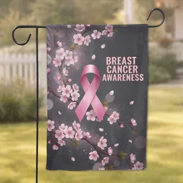 Pink Awareness Ribbon Breast Cancer Awareness Cherry Blossom - Support Gift Garden Flag