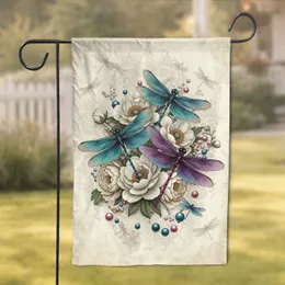 Majestic Dragonflies Peony Anemone Floral - Home Decor Gift for Dragonfly Lover Garden Flag