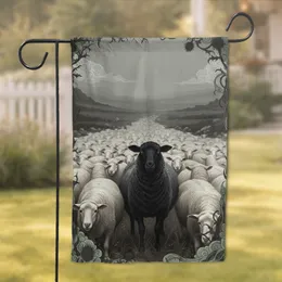 Black Sheep White Flock Moorland - Home Decor Gift for Sheep Lover Garden Flag