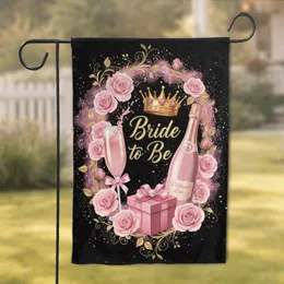 Bride to Be Crown Champagne Roses Gift Box - Bachelorette Party Decor for Bride Garden Flag