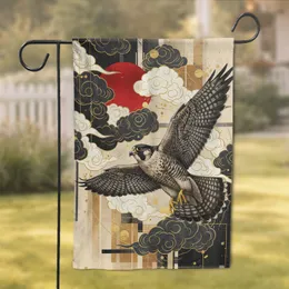 Peregrine Falcon Japanese Sun - Wildlife Lover Gift for Bird Watchers Garden Flag