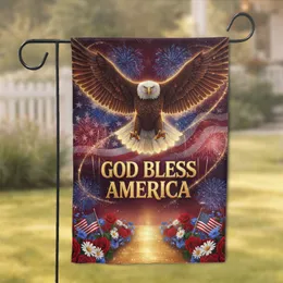 God Bless America Eagle Fireworks - Independence Day Gift for Veterans Garden Flag