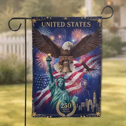 Bald Eagle Liberty Bell Statue American Flag - Independence Day 250 Year Anniversary Garden Flag
