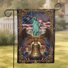 Liberty Bell Statue Bald Eagles American Flag 250th Anniversary Garden Flag