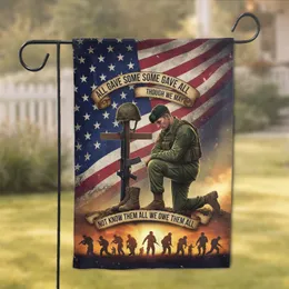 Military Remembrance Soldier Battlefield Cross American Flag Memorial Day Gift Garden Flag