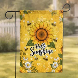 Hello Sunshine" Script Sunflower Bees - Home Decor Gift Everyday Decor for Garden Lover Garden Flag