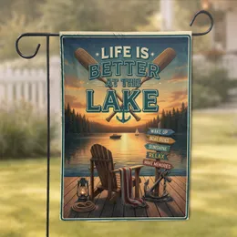 Lakeside Sunset Adirondack Chair Life is Better at the Lake - Home Decor Gift Garden Flag
