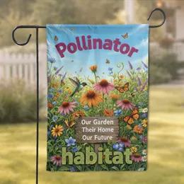 Pollinator Garden Habitat Hummingbird Butterfly Bee Coneflower - Home Decor Gift for Garden Lover Garden Flag