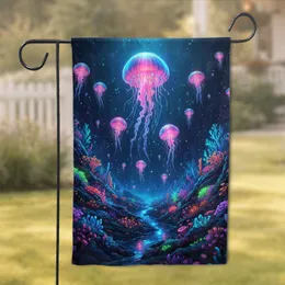Bioluminescent Jellyfish Alien Coral Ocean Abyss - Underwater Decor Gift for Ocean Lovers Garden Flag