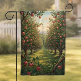 Fruitful Apple Trees Ripe Apples Orchard Sunrise Sunset - Home Decor Gift Garden Flag