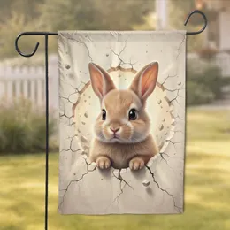 Realistic Baby Bunny Emerging Broken Surface - Wildlife Lover Gift Garden Flag