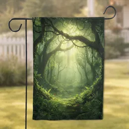Lush Tropical Jungle Verdant Canopy Ancient Trees Sunlight - Nature Lover Gift Garden Flag
