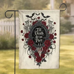 Gothic Skeletons Roses Bats 'Till Death Do Us Part' - Macabre Wedding Gift for Couples Garden Flag