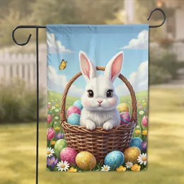 Baby Bunny Easter Eggs Spring Flowers - Easter Home Decor Gift Garden Flag
