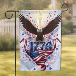 Bald Eagle 1776 American Flag - Independence Day Gift for Veterans Garden Flag