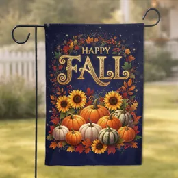 Happy Fall Pumpkins Sunflowers Berries - Autumn Celebration Home Decor Garden Flag