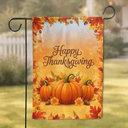 Happy Thanksgiving Pumpkins Autumn Leaves Acorns - Thanksgiving Decor Gift Garden Flag