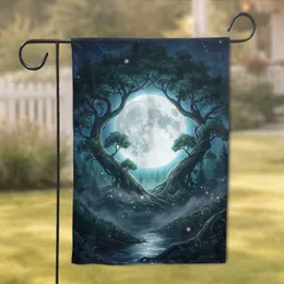 Misty Forest Full Moon Ancient Trees - Home Decor Gift for Nature Lover Garden Flag