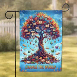 Change The World Tree of Knowledge Books - Knowledge Seeker Gift Garden Flag