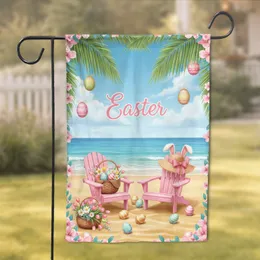 Easter Adirondack Chairs Eggs Tropical Beach - Easter Holiday Decor Garden Flag