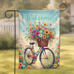 Welcome Rainbow Bicycle Floral Garden - Home Decor Gift for Garden Lover Garden Flag