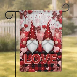Valentine Gnomes Sparkling Wands Hearts Bows Plaid Love - Valentine's Day Home Celebration Decor Garden Flag
