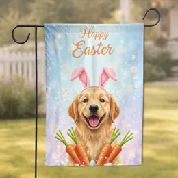 Golden Retriever Puppy Bunny Ears Carrots - Easter Celebration Dog Lover Gift Garden Flag