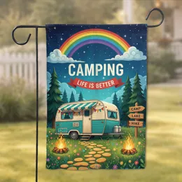 Camping Life Better Travel Trailer Starry Sky - Outdoor Home Decor Gift for Camper Garden Flag