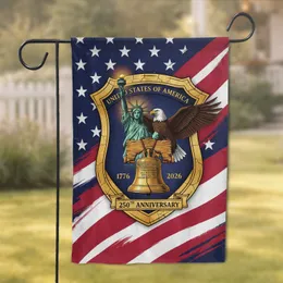 Statue of Liberty Eagle Liberty Bell American Flag Shield - 250th Anniversary Gift for Veterans Garden Flag