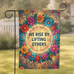 Inspirational We Rise By Lifting Others Botanical Wreath - Home Decor Gift Garden Flag