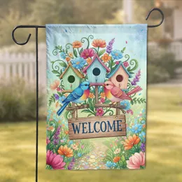 Songbirds Birdhouses Welcome Sign Spring Garden - Home Decor Gift for Bird Lover Garden Flag